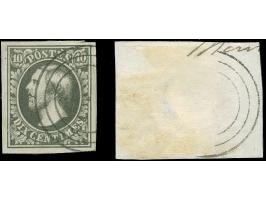 1852, 10 c. greenish black, large even margins, neatly cancelled by target of Echternach; with belonging piece. Opinion Böttg