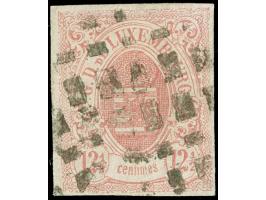 Frisange/Bettembourg, circle of squares, clear central strike on 1859, 12½ c. rose, good to large margins. Signed Goebel and 