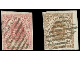 Larochette, rural handstamp on 1859, 12½ c. rose &nbsp;and &nbsp;25 c. brown, clear to large margins, 25 c. with right sheet 