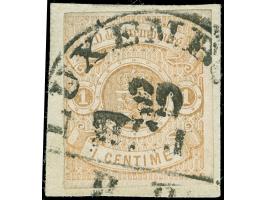 "LUXEMBURG P.D." on 1859, 1 c. brown, clear to large margins, on small piece, signed Goebel