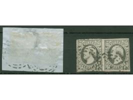 Remich, target with broken circles ('brisés'), 2 strikes on pair 1852, 10 c. grey black, clear to good margins, removed from 
