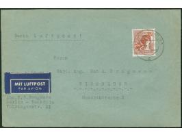 1949, Rotaufdruck 60 Pfg. mit Stempel “BERLIN-NEUKÖLLN 1 5.10.49” als portogerechte Einzelfrankatur auf Luftpost-Brief über 6
