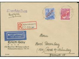 1949, Rotaufdruck 40 und 50 Pfg. je mit Stempel “BERLIN-ZEHLENDORF 4 25.7.49” als portogerechte Frankatur auf R-Luftpostbrief