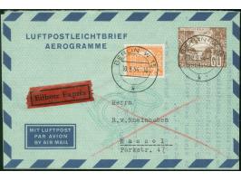 1954, Luftpost-Leichtbrief 60 Pfg. “AEROGRAMME” mit portogerechter Zusatzfrankatur als Eilboten-Luftpostbrief mit Text nach K
