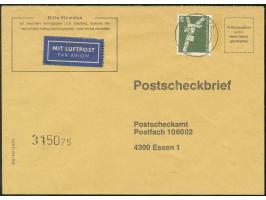 1975, Industrie und Technik 5 Pfg mit Stempel “BERLIN 12 9.6.82” für die Luftpostgebühr auf sonst portofreiem Postscheckbrief