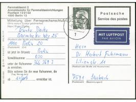 1970, Heinemann 5 Pfg. mit Stempel “BERLIN 205 7.7.80” für die Luftpostgebühr auf sonst portofreier Postsache “Telefonbenachr