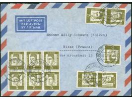 1961, Bedeutende Deutsche 5 Pfg. im waagerechten 6er-Block, zwei senkrechgten Paaren und Einzelwert jeweils mit Stempel “BERL