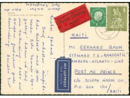 1956, Stadtbilder 1 M. und Heuss-Medaillon 10 Pfg. mit Stempel “BERLIN SW 11 7.2.61” als portogerechte Frankatur auf Eilboten