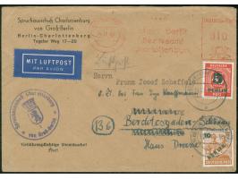 1949, Grünaufdruck 5 und 10 Pfg. mit Stempel “BERLIN-CHARLOTTENBURG 9 15.11.49” als zusätzliche Nachsendefrankatur auf Ortsbr