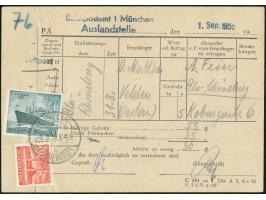 1953, Bauten II 20 Pfg. und Motorschiff Berlin 10 Pfg. mit Stempel “BERLIN-SCHÖNEBERG 1 6.9.55” auf Gebührenmeldung für einen