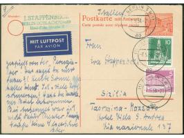 1949, Antwortkarte Bauten 20 Pfg. mit portogerechter Zufrankatur Stadtbilder 5 und 10 Pfg. je mit Stempel “BERLIN SW11 7.5.58