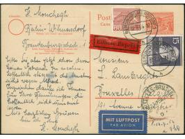 1949, Karte Bauten 20 Pfg. mit portogerechter Zufrankatur Bauten 60 Pfg. und Männer aus der Geschichte Berlins 15 Pfg. je mit