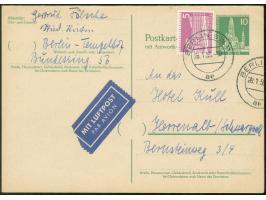 1957/58, Doppelkarte Stadtbilder 10 Pfg. mit portogerechter Zufrankatur 5 Pfg. violett mit Stempel “BERLIN SW11 28.1.59” als 