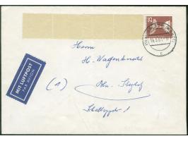 1956, Stadtbilder 25 Pfg., Rollenmarke mit zwei Leerfeldern und zwei weiteren abgetrennten Leerfeldernmit Stempel “SALBACH 19