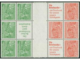 1952, Bauten-Zusammendruck 20 Pfg. + Z + R3 + 10 Pfg. und zweimal 10 Pfg. + Z + R2 + 20 Pfg. als eine Einheit mit weiteren Ma