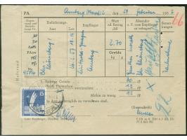 1956, Stadtbilder 15 Pfg. mit Stempel “BERLIN-SCHÖNEBERG 1 3.3.57” auf Gebührenmeldung aus Amberg für eine unterfrankierte Po
