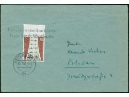 Postkrieg: 1959, Blockade Berlins 25 Pfg., Oberrandstück mit Stempel “BERLIN SW11 18.7.59” auf Brief nach Potsdam mit übergeh