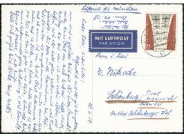1959, Blockade Berlins 25 Pfg. mit Stempel “BERLIN SW11 20.6.59” auf Luftpostkarte mit Leitvermerk “Luftpost bis München” nac