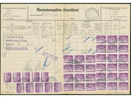 1963, Stadtbilder 3 Pfg., 40 Stück in Einheiten mit Stempel “GROSSENMOOR 9.2.70” auf großformatiger „Überweisungsliste“ (Zust