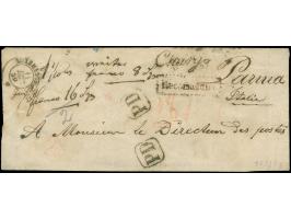 1858, small officially sealed registered envelope to the Director of Posts at Parma, paid in cash with 16 sgr.; 8 sgr. foreig