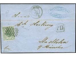 37½ c. green , very tiny touched at lower left corner ornament, otherwise clear to large margins, tied by rural handstamp wit