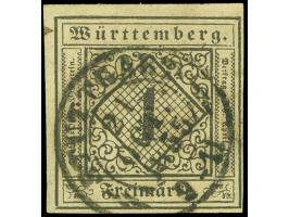 1851, 1 Kr. auf altelfenbein, Type III, allseits voll- bis breitrandig, farbfrisch mit DKr. “STUTTGART 21.OCT.1855”, minimale