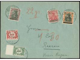 1920, Germania, 30 Pfg. Aufdrucktype I mit Zufrankatur mit Stempel “NEUNKIRCHEN 12.7.20” auf Brief der 2. Gewichtsstufe nach 