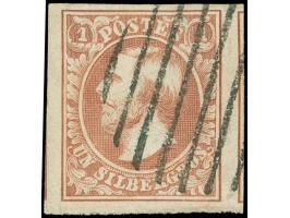 1852, 1 sgr. brown red, good to enormeous margins, neatly cancelled by circle of bars, vf, opinion Böttger