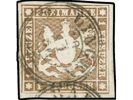 1859, 1 Kr. braun, allseits voll- bis breitrandig, farbfrisch mit DKr. “BALINGEN”, in einwandfreier Erhaltung, bestens sign. 