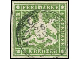 1859, 6 Kr. dunkelolivgrün, allseits vollrandig und farbfrisch mit DKr. “SPAICHINGEN”, in einwandfreier Erhaltung, bestens si