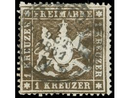 1860, 1 Kr. dunkelbraun auf dünnem Papier, farbfrisch mit DKr. “STUTTGART”, gut gezähnt und in einwandfreier Erhaltung, beste