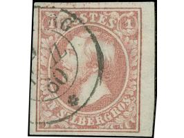 1 sgr. carmine rose, nice marginal copy, cancelled by Luxembourg c.d.s. 1860. Very fine. Opinion Böttger BPP (2018)