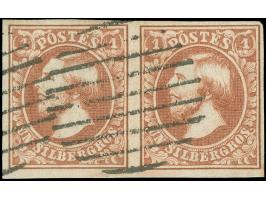 1852, 1 sgr., brownish red, horizontal pair with ample to large margins, neatly cancelled by circle of bars of Luxembourg, vf