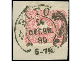 “BÜTWOW 24.DECBR.80” (Spalink 2) klar mit kleinen Zahlen/Buchstaben in der Zeitgruppe auf Ausgabe 1880 10 Pfg. lebhaftrosa au