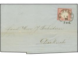 “COELN 7.5.74” (Spalink 4-1N3) klar auf großer Schild 1 Gr. auf kpl. Faltbrief mit rückseitigem DKr. “GARE DE LUXEMBOURG 9.MA