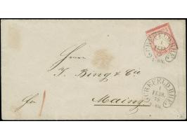 “CREFELD BHF. 1.FEBR.72” (Spalink6-8) klar auf kleiner Schild 1 Gr. karmin auf Briefkuvert mit rückseitig geprägtem Absenderv