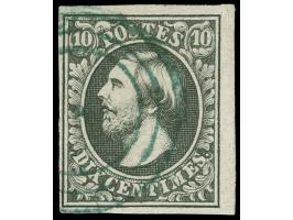 Wiltz, target in green on 1852, 10 c. gray black, vf, Opinion Böttger BPP (2018)