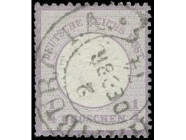 “HAMBURG I.A. 2. DECBR.74” ohne Zeitgruppenriegel (Spalink 17-4M) klar und mittig auf großer Schild ¼ Gr. violett. Die farbfr