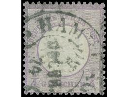 “HAMBURG-L.E. …DECBR.74” (Spalink 17-11) recht klar auf großer Schild ¼ Gr. violett. Die optisch ansprechende Marke ist repar