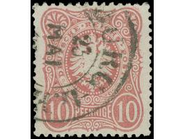 “HAMBURG-L.E. 23.MAI.(75)” (Spalink 17-13) klarer Teilabschlag ohne Jahreszahl auf Ausgabe 10 Pfge. karminrosa. Die farbfrisc