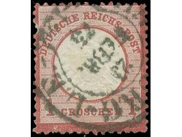 “HAMBURG-L.E. 23.FEBR.75” (Spalink 17-15, klare und fast &nbsp;mittig auf großer Schild 1 Gr. karmin. Die farbfrische Marke i