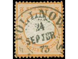 “POLNOW 24.SEPTBR.73” (Spalink 31) klar und kopfstehend auf großer Schild ½ Gr. orange. Die farbfrische Marke ist gut geprägt