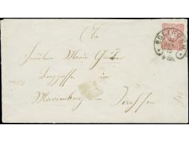 “SOLINGEN 31.JAN.75” (Spalink 34-1) klar auf Ausgabe 1875 10 Pfge karmin auf Briefkuvert nach Marienburg mit Ankunftsstempel.