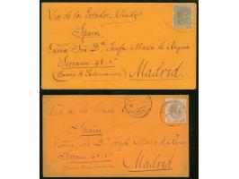 1883/84, Two covers, first with single 10 c. olive bister, second 10 c. brown first retouch, both clear cancelled and via US 