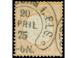 “STRASSBURG i. ELS. 20.APRIL.75” &nbsp;(Spalink 36-6) klarer Teilababschlag auf großer Schild ½ Gr. orange. Die farbfrische M