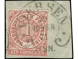 “VIERSEN 20.NOVBR.71" (Spalink 39) klar auf NDP 1 Gr. gezähnt auf Briefstück. Die farbfrische Marke ist gut gezähnt und in ei