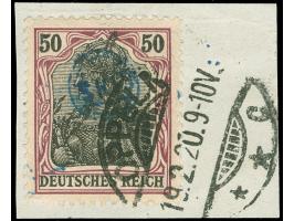 1920, Germania 50 Pfg. dunkelgraulila/schwarz, gestempelt “OPPELN 19.2.20 9-10V" auf Briefstück, tadellos, sign. Mikulski, Fo