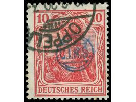 1920, Germania 10 Pfg. rotkarmin, gestempelt “OPPELN 19.2.20", wenige Zähne fleckig sonst tadellos, Eigentumszeichen, Fotobef