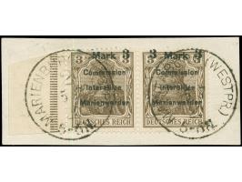 1920, Germania 3 Mark auf 3 Pfg., waagerechtes Paar mit den Aufdrucktypen AIam und BIas, gestempelt “MARIENWERDER (WESTPR.) 1