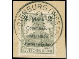 1920, Germania 2 Mark auf 2 ½ Pfg. olivgrau, Aufdrucktype BIIIa von Aufdruckfeld 30, sauber gestempelt “MARIENBURG (WESTPR.) 